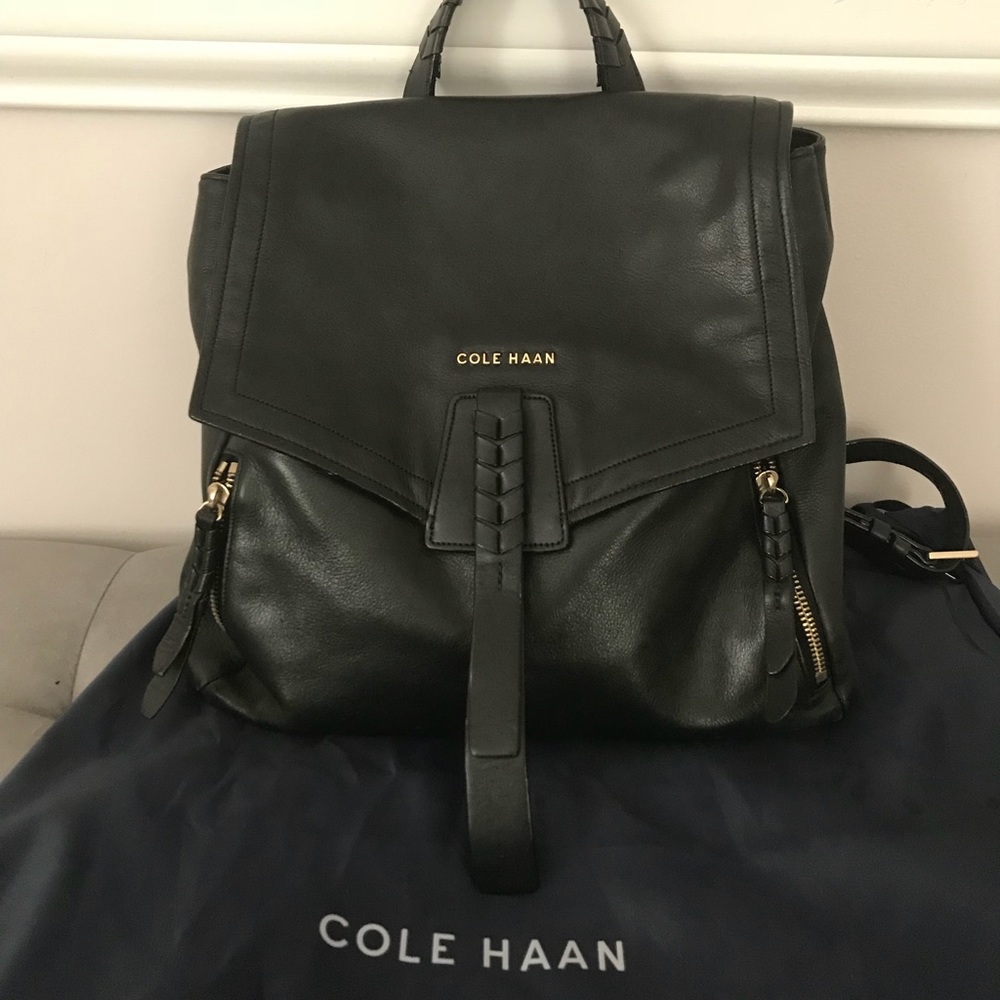 Black leather Cole haan back pack